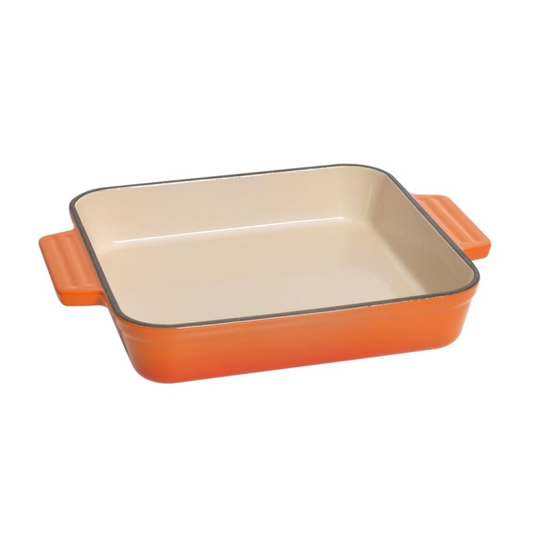 Fuente 23x23x4.5Cm Hierro Fundido Esmalt Naranja FUENTE 23X23X4.5CM HIERRO FUNDIDO ESMALT NARANJA