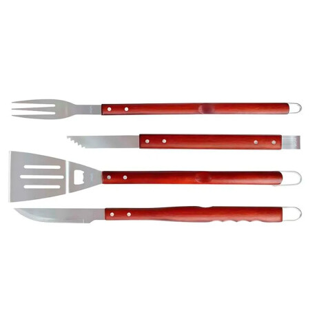 Set asador 4 piezas mango madera MADERA