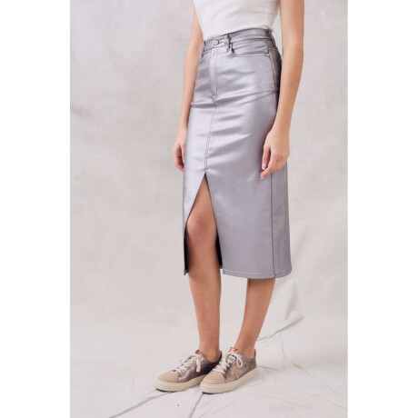 Falda Midi Metalizada Plata