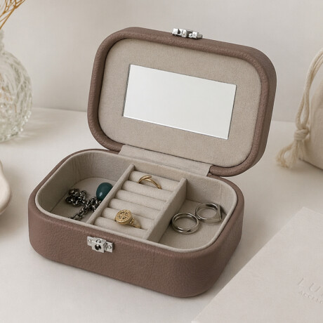 Joyero con espejo y hebilla - Chico 15x10x5cm Marron