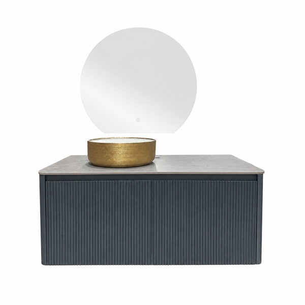 CONJUNTO DE BAÑO HABITARE MODELO SY1051-100 / MUEBLE + BACHA + ESPEJO CIRCULAR C/ LUZ LED 900*820 Conjunto De Baño Habitare Modelo Sy1051-100 / Mueble + Bacha + Espejo Circular C/ Luz Led 900*820