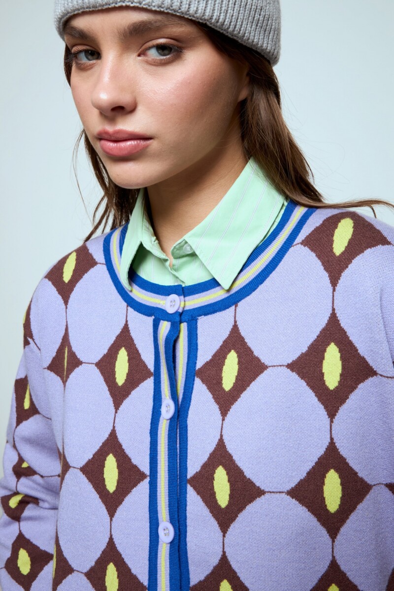 Cardigan geométrico violeta