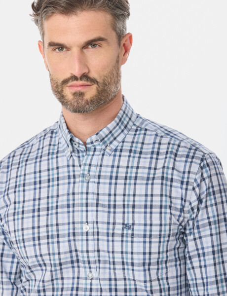 CAMISA CUADROS Celeste