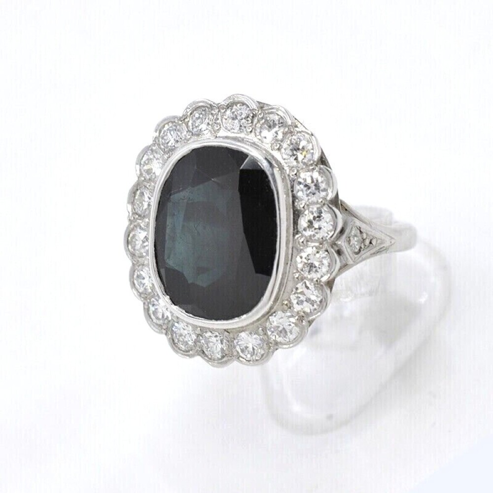 Anillo Nuevo En Platino, Zafiro Y Brillantes Anillo Nuevo En Platino, Zafiro Y Brillantes