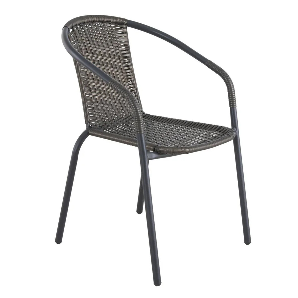 Silla De Exterior Ratan Pvc Y Metal Con Apoyabrazos Café 