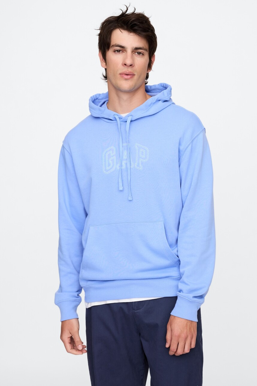 Buzo Canguro Logo Gap Hombre Shirting Blue