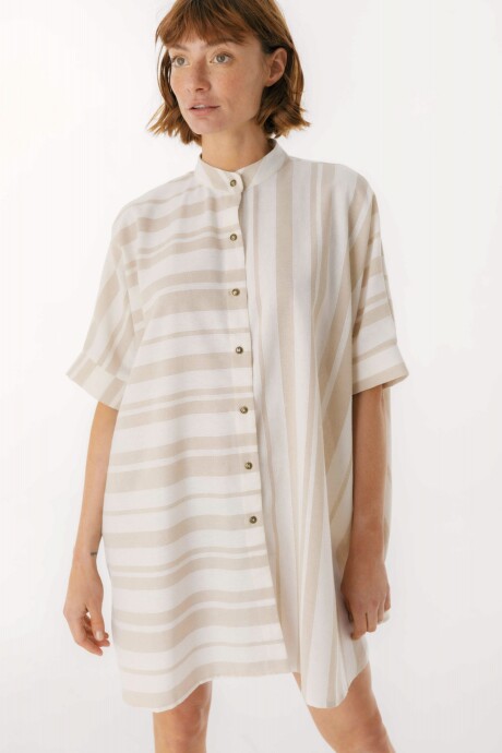 Camisa Azorella Rayas Crudo