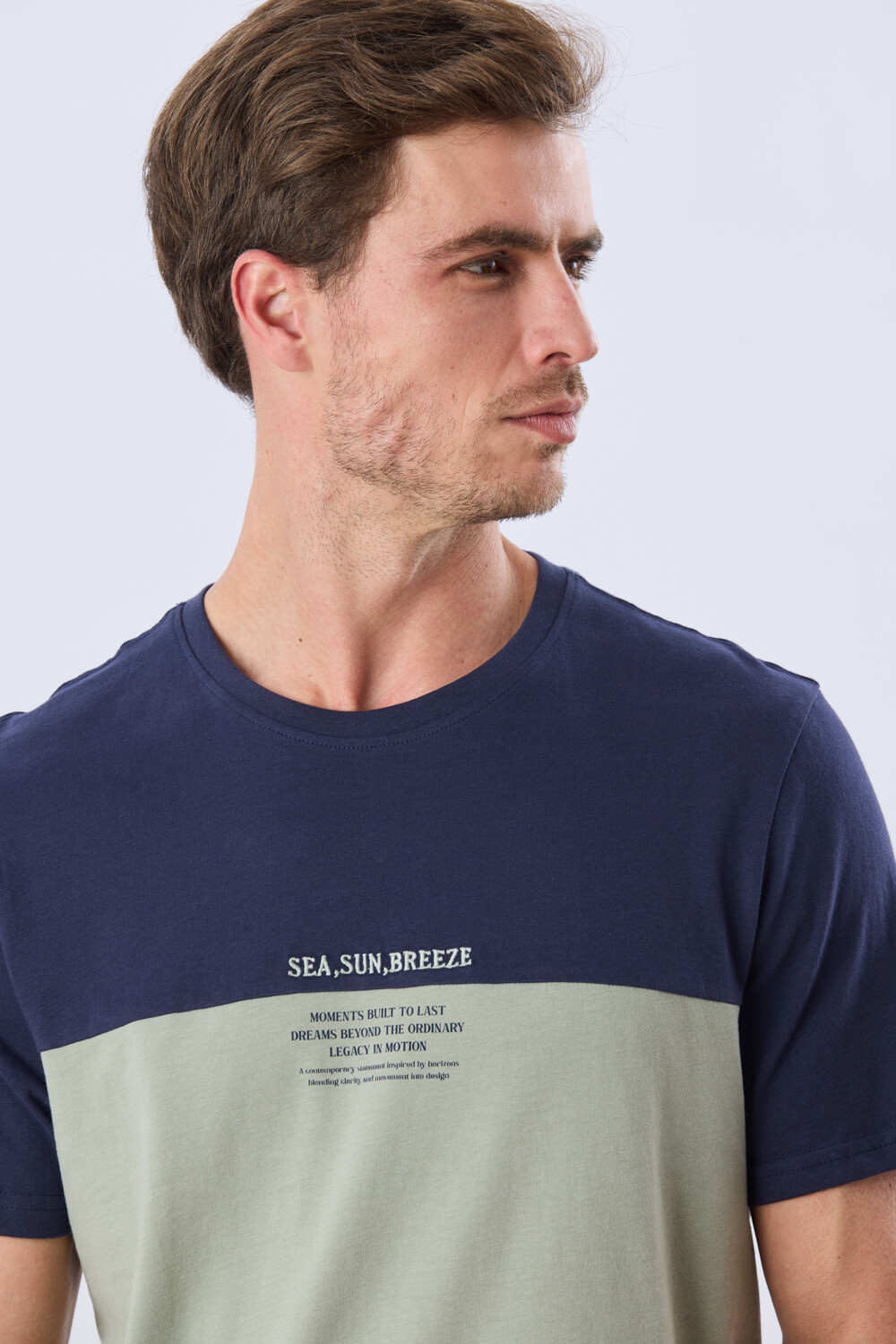 REMERA RAYADA DE ALGODÓN Pistacho