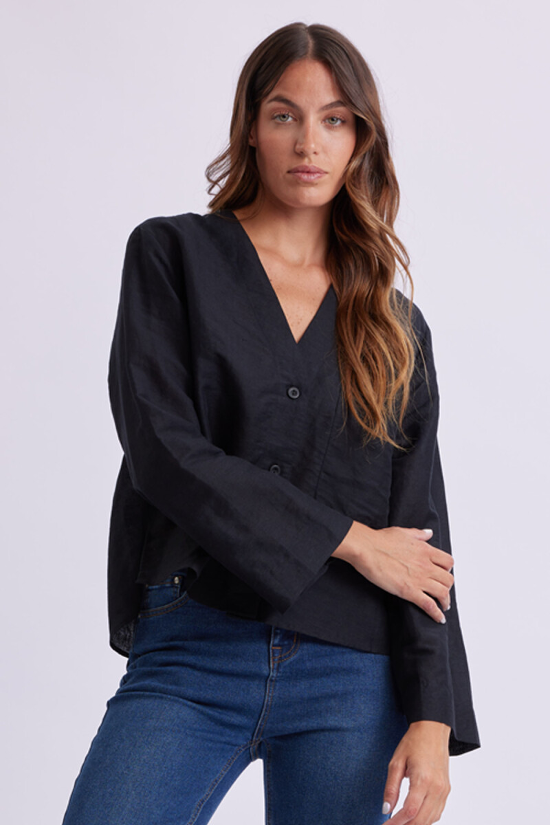 Camisa cuello v - Negra 