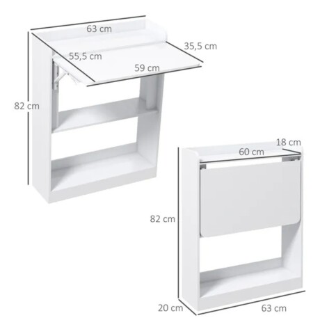 Escritorio plegable con estantes blanco Marron