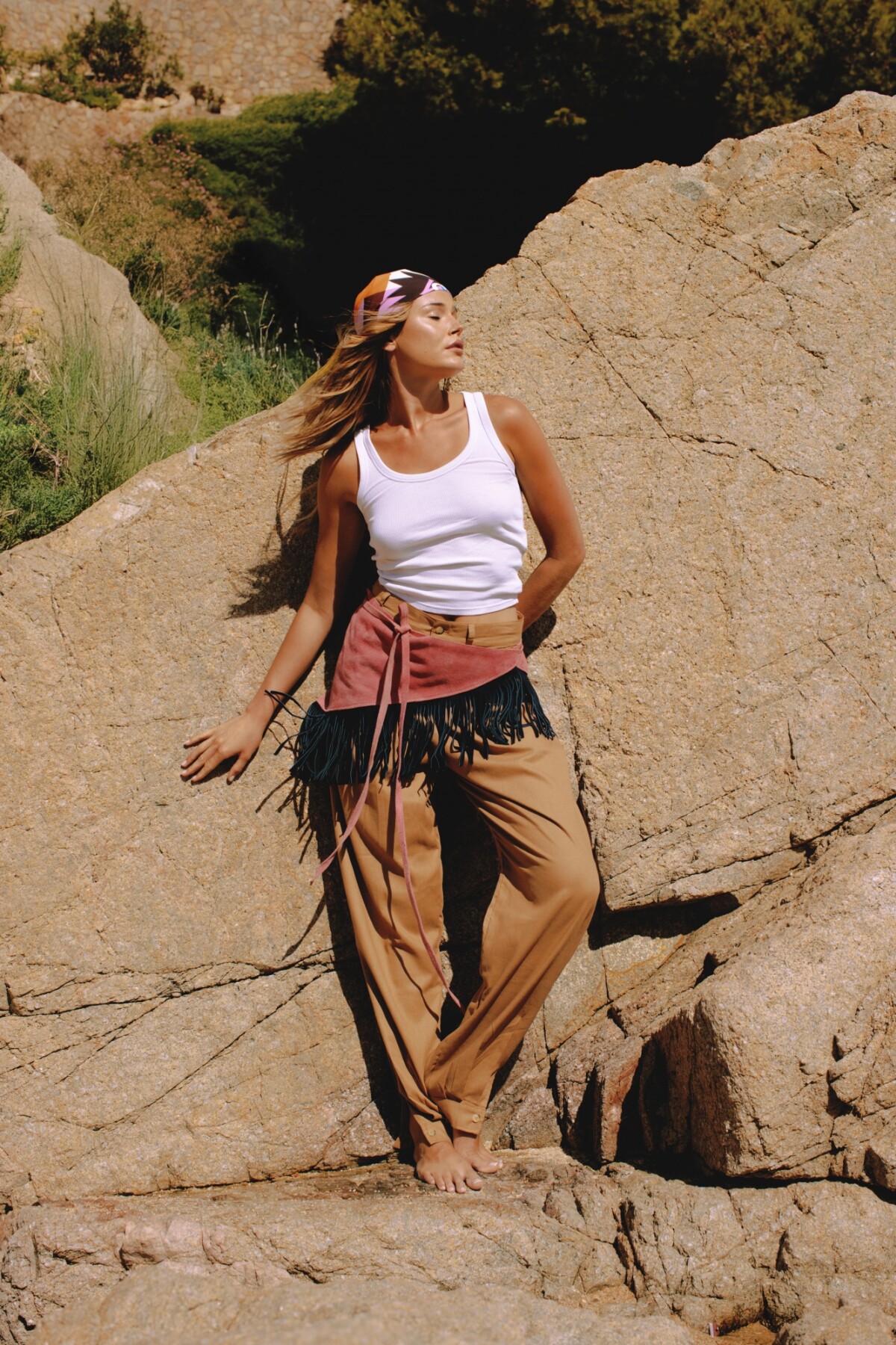 Colorful Gaucho Pants Beige