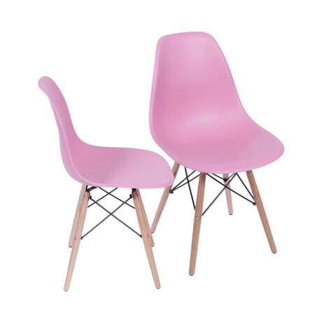 Kit X2 Silla Eames DKR Base En Madera Rosa