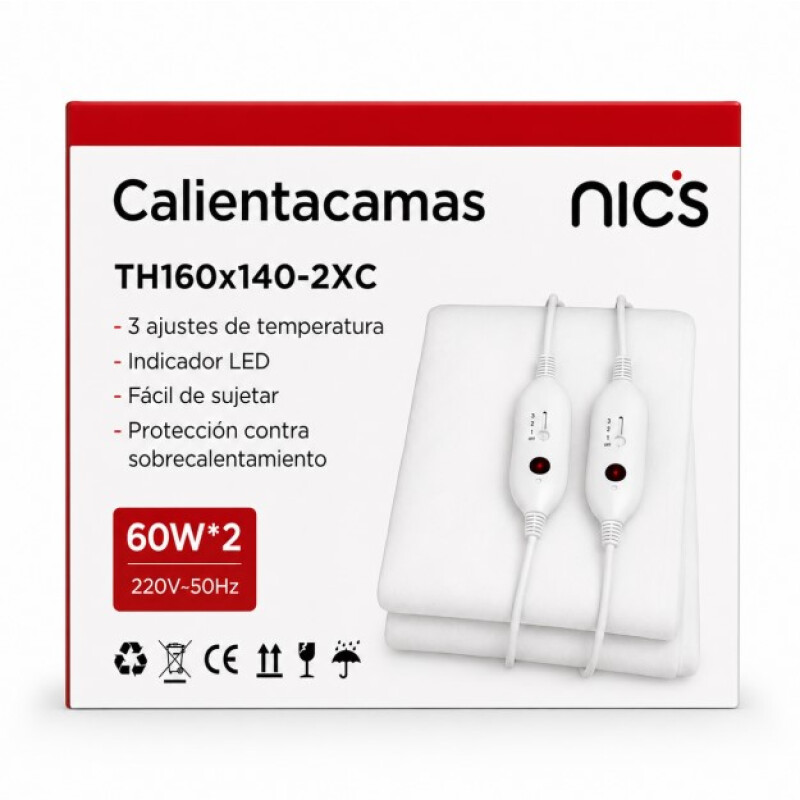 Calienta Camas NICS 2 Plazas 2x60W Polyester Calienta Camas NICS 2 Plazas 2x60W Polyester