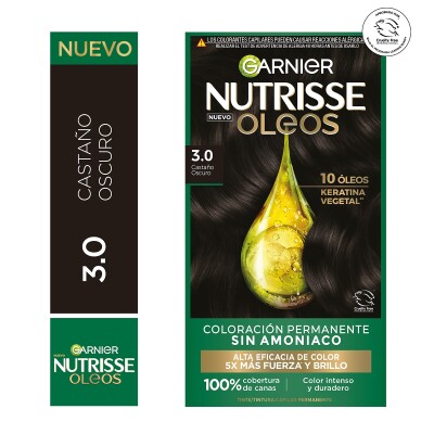 Tinta Garnier Nutrisse Oleos N°3.0 Castaño Oscuro Tinta Garnier Nutrisse Oleos N°3.0 Castaño Oscuro