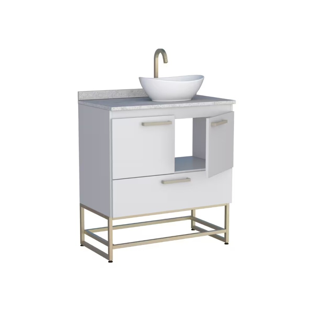 Mueble de baño de pie Suez Blanco 80 cm mesada granito blanco sin bacha Mueble De Baño De Pie Suez Blanco 80 Cm Mesada Granito Blanco Sin Bacha