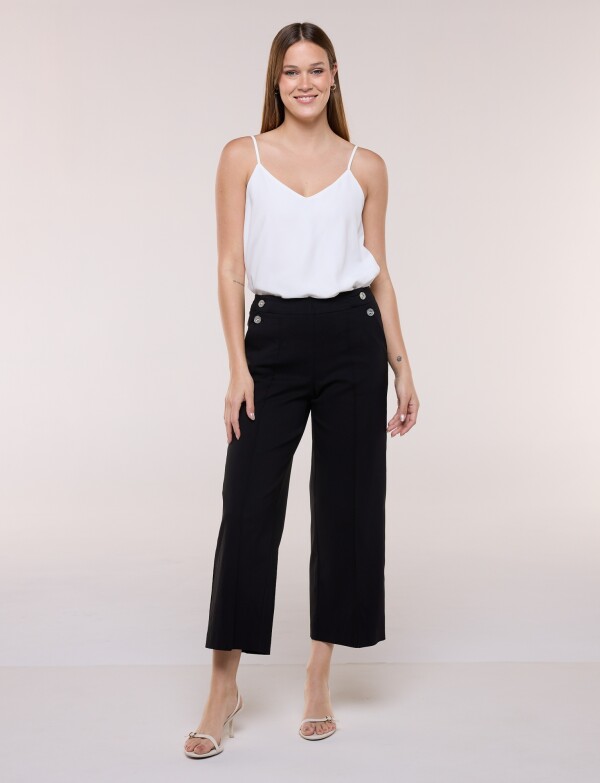 Pantalón Crop Con Botones NEGRO