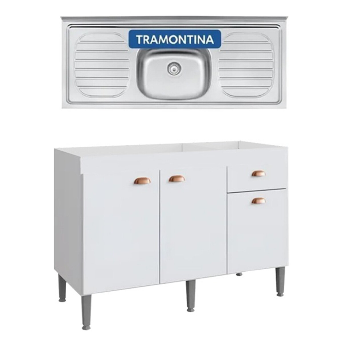 Bajo Mesada Mueble Cocina 3 Puertas 1 Cajon 120cm Con Pileta 