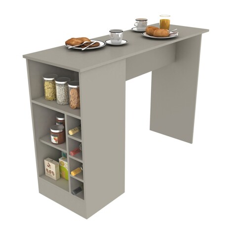 Mueble Barra Desayunador con Estantería y Vinera - MDP Cinza