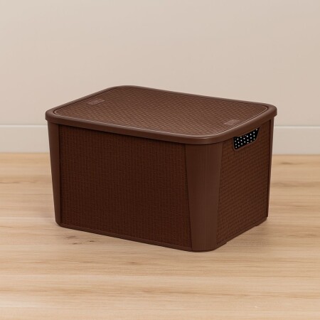 CAJA ORGANIZADORA SIMIL RATTAN 42 LITROS MARRON MARRÓN