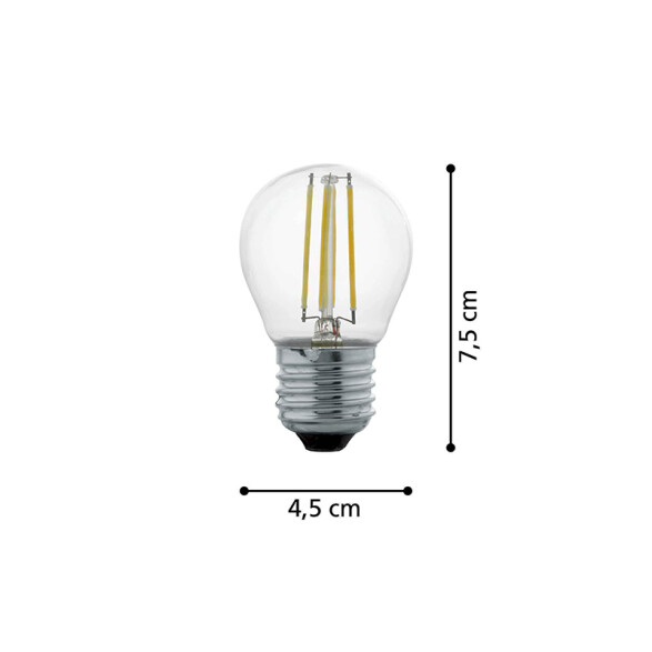 Lámpara LED gota transparente 4W E27 cálida 350Lm EG5234