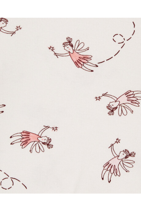 Pijama cuatro piezas de algodón, dos remeras y dos pantalones, tonos rosados, diseño hadas Pijama cuatro piezas de algodón, dos remeras y dos pantalones, tonos rosados, diseño hadas