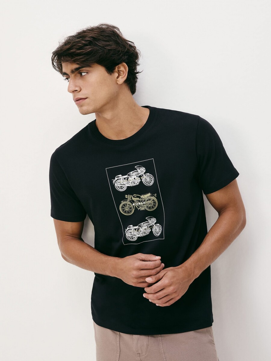 CAMISETA MANGA CORTA CON ESTAMPA - NEGRO 