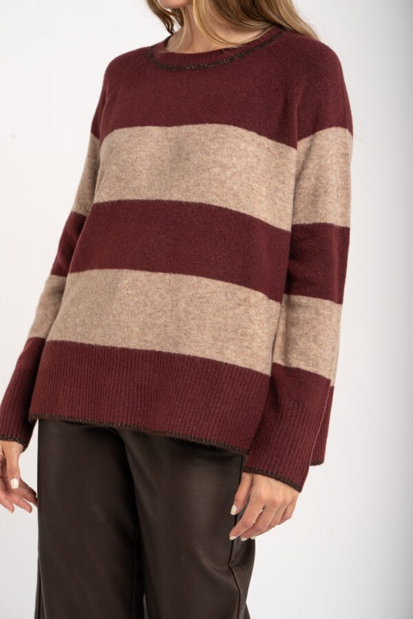 Sweater Rayado Bordeaux