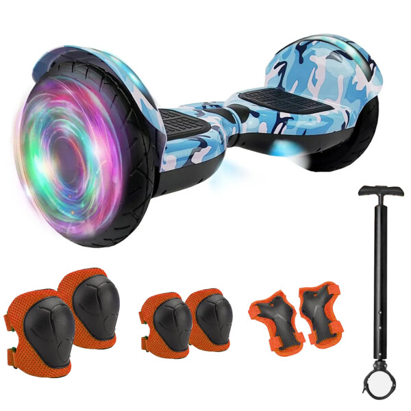 Skate Electrico Hoverboard Musica Bluetooth Luz Patineta 10" Color Variante Militar Azul