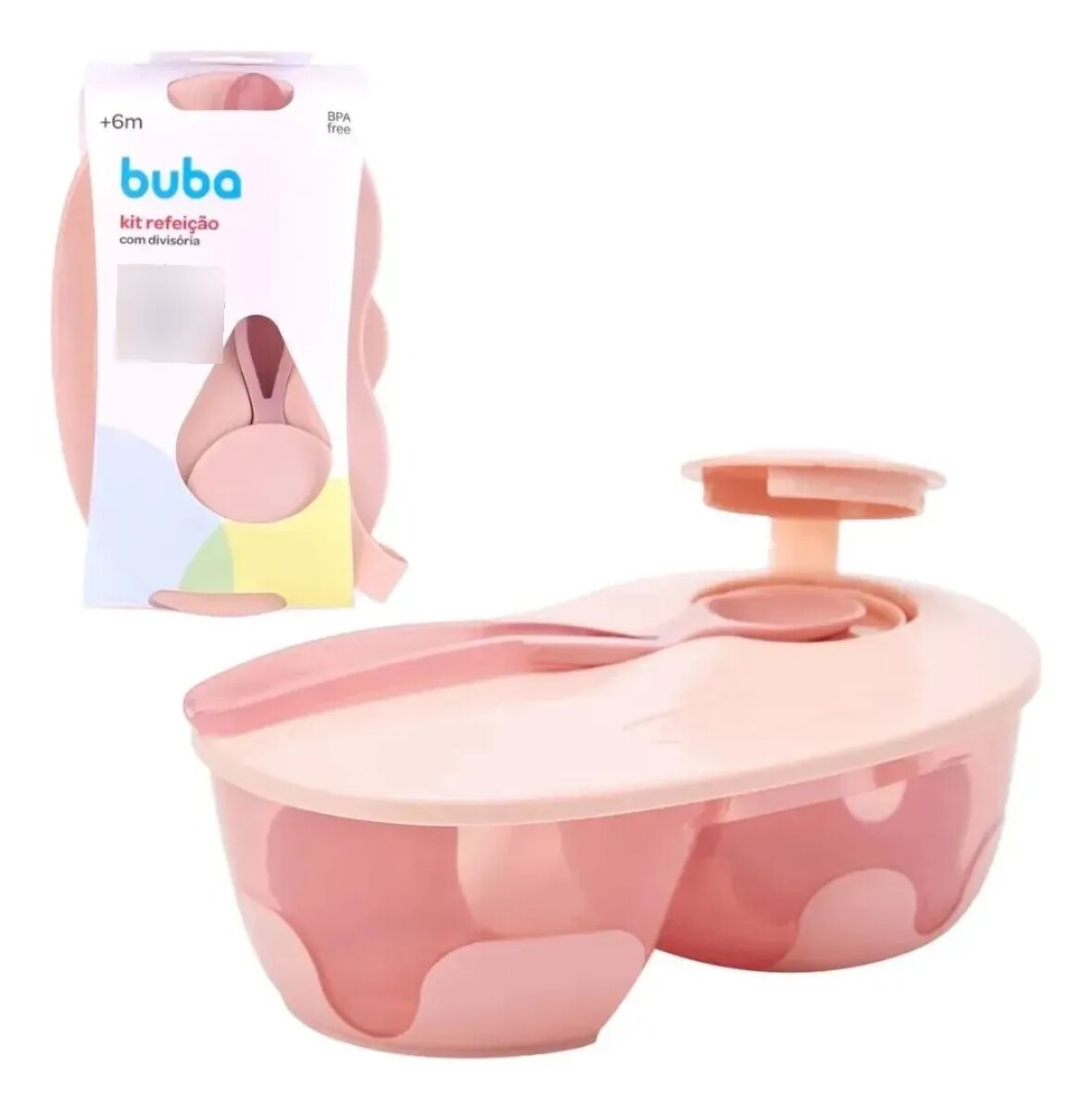 Tupper con divisiones y cuchara BUBA - rosado 