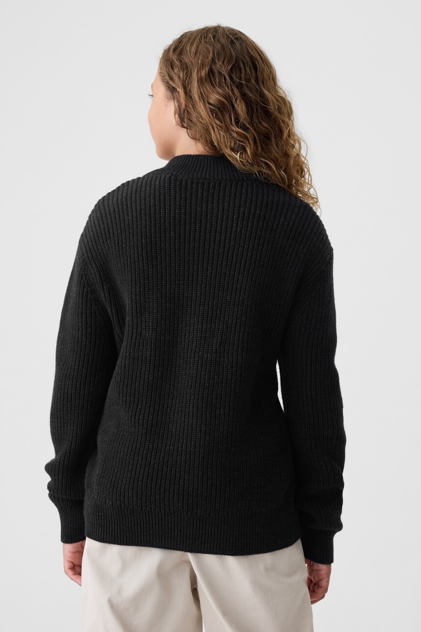 Buzo Algodón Medio Cierre Niño Black Heather
