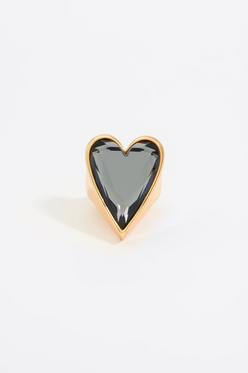 ANILLO CORAZÓN CRISTAL FUMÉ 