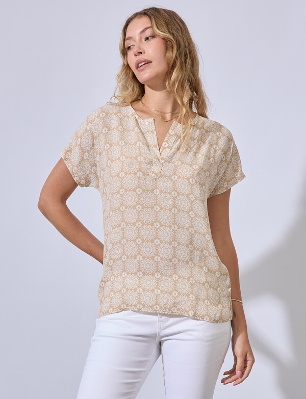 Blusa Mandala Print BEIGE/MULTI