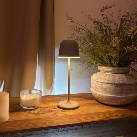 Portátil LED inalámbrica beige p/exterior cálida EG0494