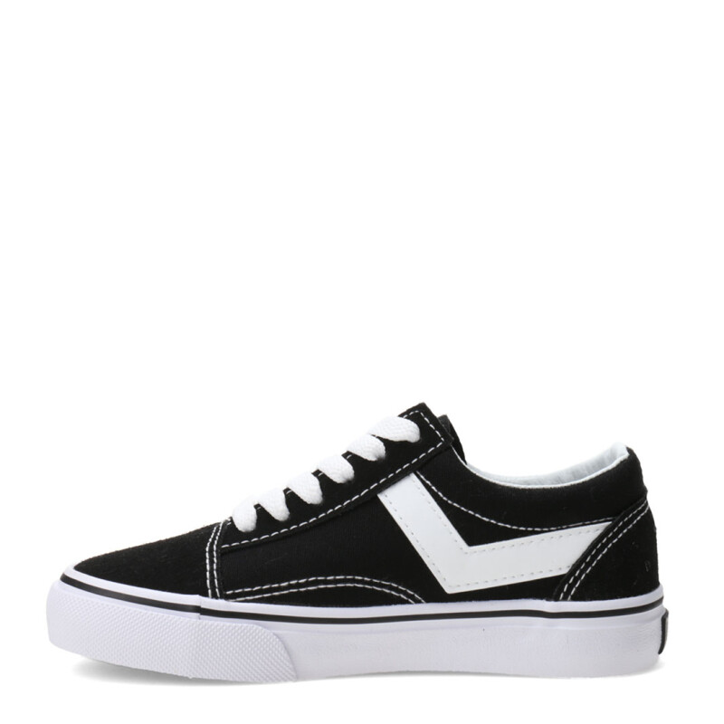 Championes de Niños PONY Casual Lona Gamuza Negro - Blanco