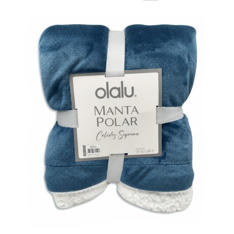 Frazada Polar con Corderito 2 Plazas Lisa REF.HM0538 AZUL