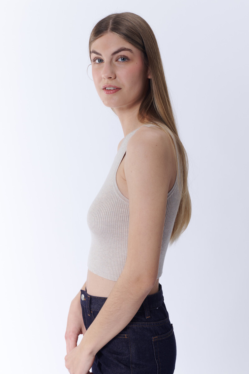 Top punto rib Beige Melange
