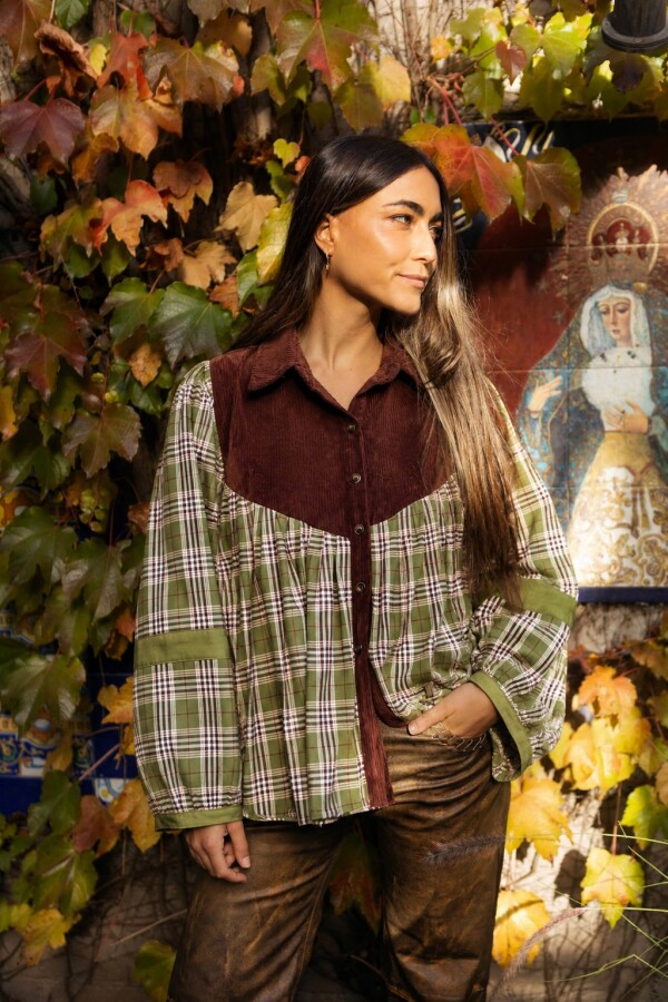 Prince Corduroy Shirt Chocolate / Verde Musgo