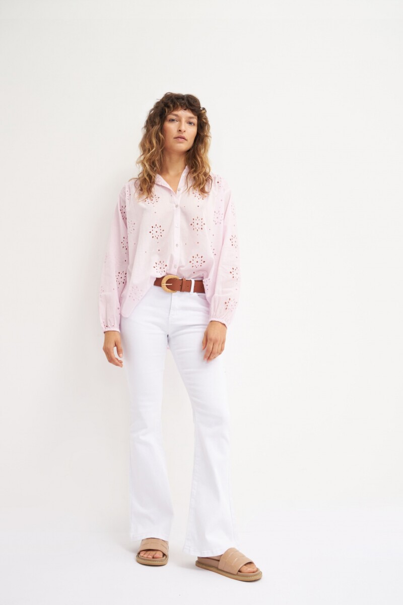 Camisa broderie mangas balloon lila