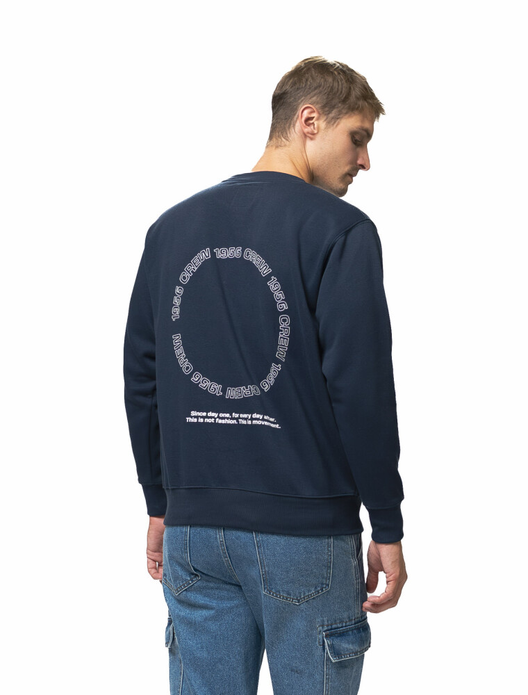 Buzo de Felpa Cuello Base Estampado Sidney Azul Melange