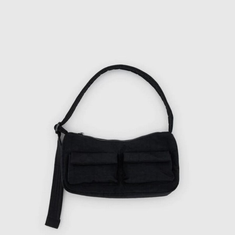 CARBAG Cartera Nylon Bolsillos Al Frente Tipo Cargo Correa Corta Baggu - Negro
