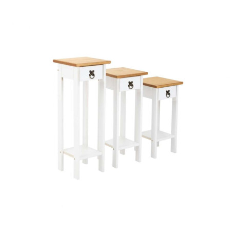 Conjunto Set De Mesas Pedestal Madera Maciza Linea Mexicana