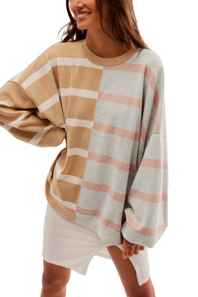 UPTOWN STRIPE PULLOVER Marron