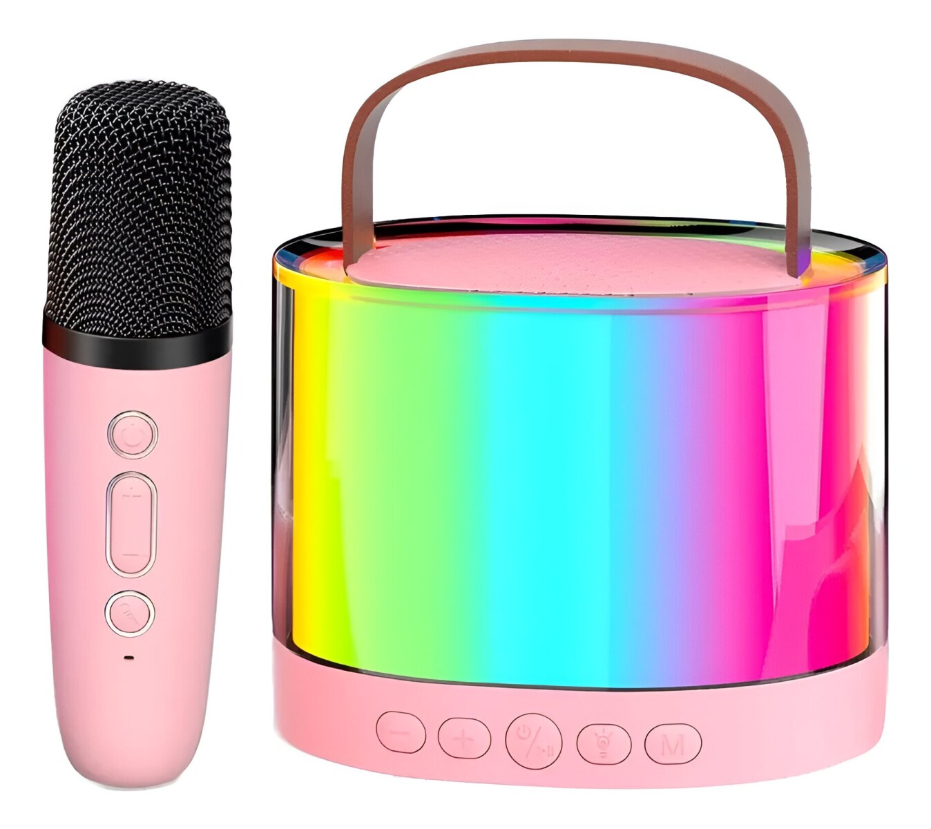 Parlante Bluetooth Karaoke Con Micrófono Portatil Luces Rgb® - Variante Color Rosa 
