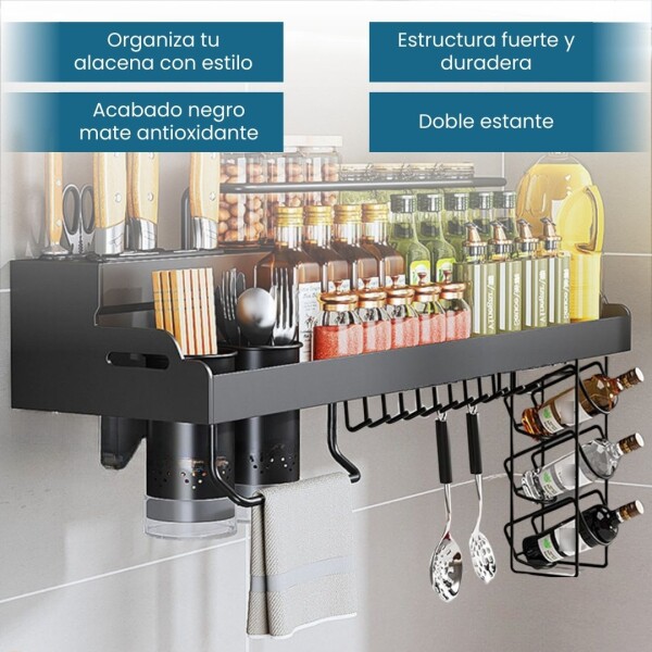 Estante Organizador Cocina 60cm Colgante Ganchos Especieros Y Utensilios Porta Botella Alacena Imback Estante Organizador Cocina 60cm Colgante Ganchos Especieros Y Utensilios Porta Botella Alacena Imback