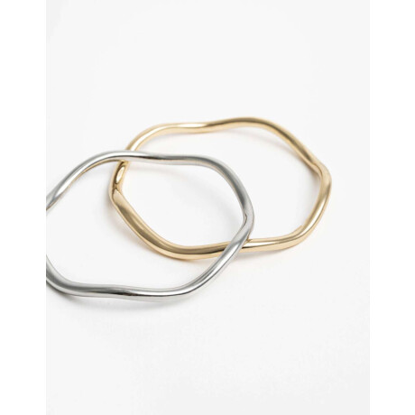 Pulseras Set Rígida Metal Dorado