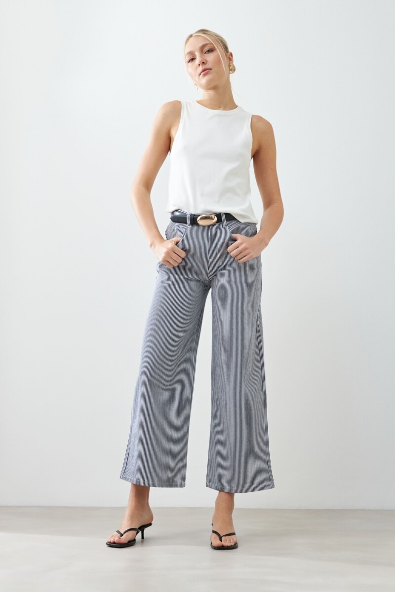 Pantalón de jean rayado - crudo 