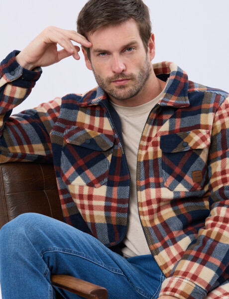 CAMPERA POLAR A CUADROS Azul