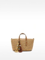 Bolso Tote Con Efecto Rafia Y Colgante M natural