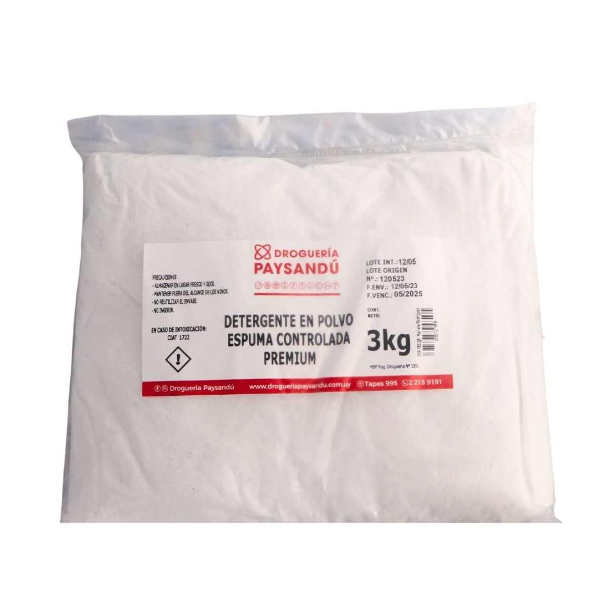 Jabón en Polvo Premium Espuma Controlada - 3 Kg 