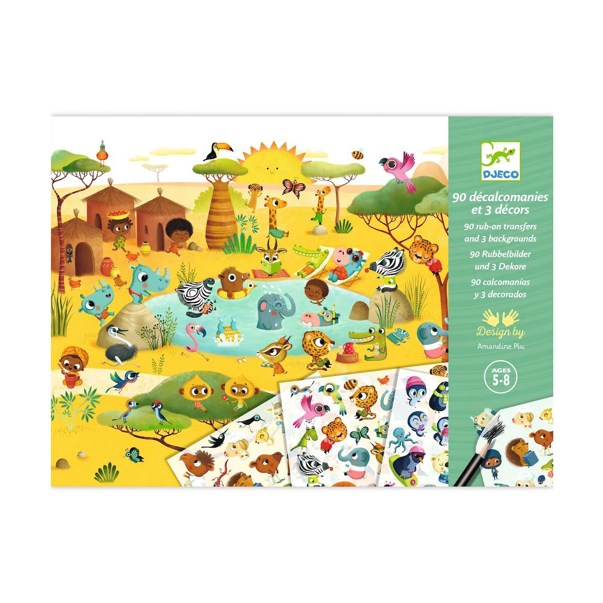 Stickers transferibles para la sabana, el desierto y el Polo Norte Djeco 